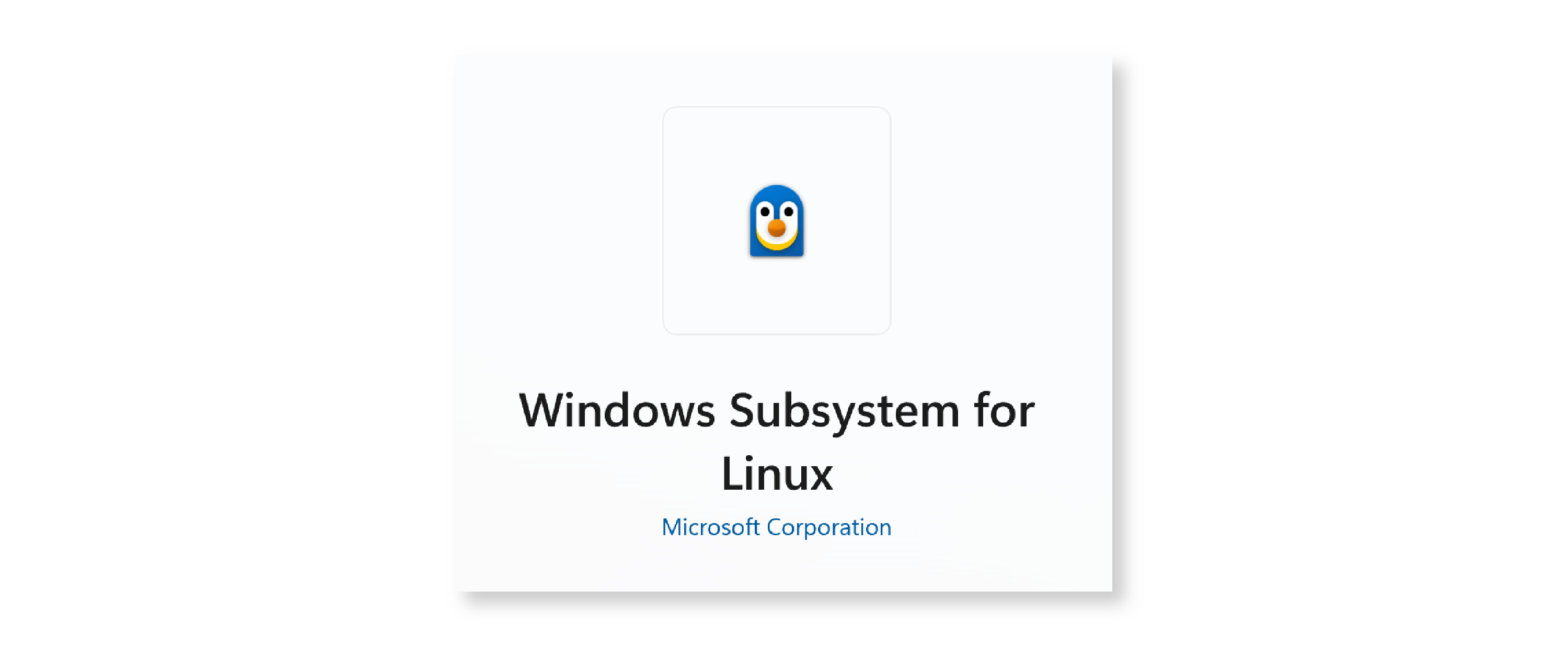 Screenshot of the "Windows Subsystem for Linux" app in the Microsoft store.